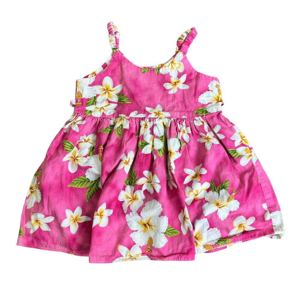 Pacific Legend Hawaii VINTAGE Pink White Tropical Hibiscus TODDLER dress Size 2T